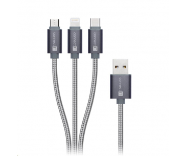 CONNECT IT Wirez 3in1 USB-C & Micro USB & Lightning, silver gray, 1,2 m