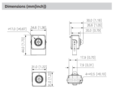 Dahua IPC-HUM4431S-L4-0280B, IP kamera, 4Mpx, pinhole, 1/3" CMOS, objektiv 2,8 mm