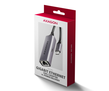 AXAGON ADE-TXPD, USB-C 3.2 Gen 1 - Gigabit Ethernet síťová karta, Asix AX88179, PD 100W, auto instal