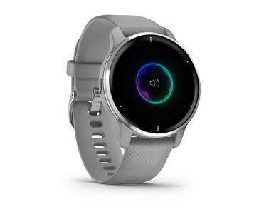 BAZAR - Garmin Venu 2 Plus, nerezová luneta Silver, pouzdro Gray, silikonový řemínek, EU - Po opravě (Bez příšlušenství)