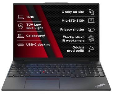 LENOVO NTB ThinkPad E16 AMD G2 - Ryzen5 7535HS,16" WUXGA,16GB,512SSD,FHD+IRcam,W11H