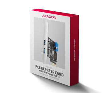 AXAGON PCEU-232RS, PCIe řadič, 2+2x USB 5Gbps port, SATA napájení, Renesas PD720201, SP & LP