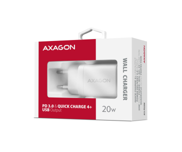 AXAGON ACU-PD20W, nabíječka do sítě 20W, 1x port USB-C, PD3.0/PPS/QC4+/AFC/Apple, bílá