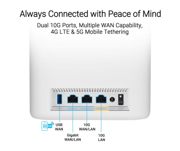 ASUS ZenWifi BT10 1-pack, WiFi7 Extendable Router, AiMesh, 2x WAN/LAN, 1x LAN, 1x 3.0