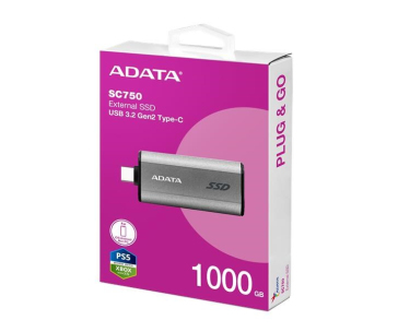 ADATA External SSD 1TB SC750, USB-C 3.2 Gen2, Černá