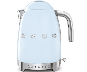 Smeg KLF04PBEU rychlovarná konvice, 1,7 l (7 šálků), 2400 W, styl 50. let, řízení teploty, 7 programů, pastelově modrá