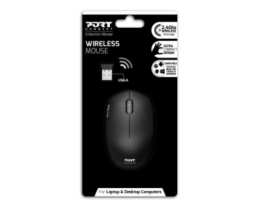 PORT bezdrátová myš Wireless COLLECTION, USB-A dongle, 2.4Ghz, 1600DPI, černá