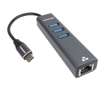 PREMIUMCORD Adaptér USB-C na Gigabit 10/100/1000Mbps + 3x USB3.0 konektor