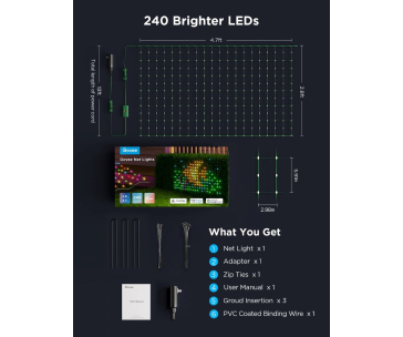 Govee RGBIC venkovní světelná síť - 1,2 x 1,2m Matter