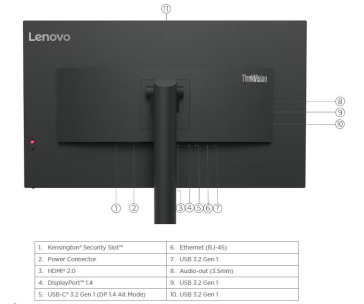 LENOVO LCD T32h-30 - 31.5"',IPS,matný,16:9,2560x1440,178/178,4ms,350cd/m2,1000:1,USB-C,HDMI,DP,USB Hub,RJ-45,VESA,Pivot