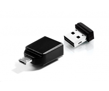 VERBATIM Flash Disk 16GB Store 'n' Stay NANO + micro USB OTG adaptér, USB 2.0, černá