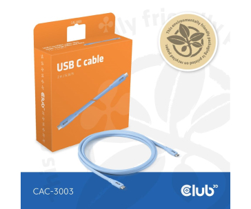 Club3D Kabel USB-C 4.0, 20Gbps, 4K60Hz, PD 240W, 2m, modrá