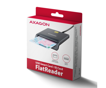 AXAGON CRE-SM3T, USB-A FlatReader čtečka kontaktních karet Smart card (eObčanka), kabel 1.3m