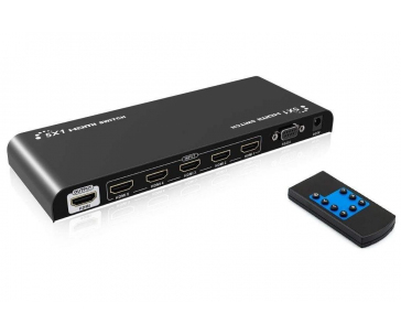 PremiumCord 4Kx2K@60Hz HDMI 2.0 switch 5:1 HDR, RS232 s dálkovým ovladačem