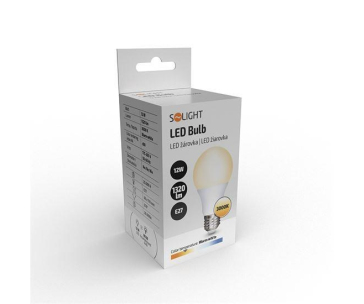 Solight LED žárovka, klasický tvar, 12W, E27, 3000K, 270°, 1320lm