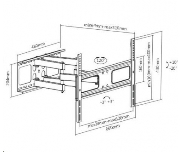 Poctivý nástěnný polohovací držák Tv Fiber Mounts Prominent