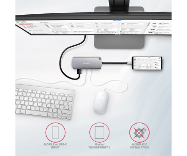 AXAGON HMC-6M2, USB 3.2 Gen 1 hub, porty 2x USB-A, HDMI, RJ-45 GLAN, SATA M.2 slot, PD 100W, kabel USB-C 18cm