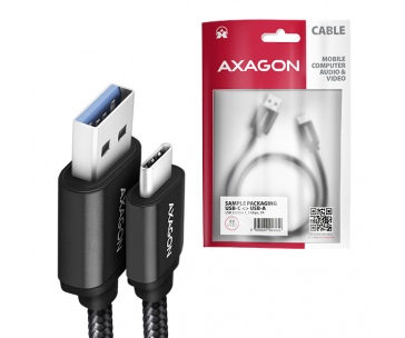 AXAGON BUCM3-AM15AB, SPEED kabel USB-C <-> USB-A, 1.5m, USB 3.2 Gen 1, 3A, ALU, oplet, černý