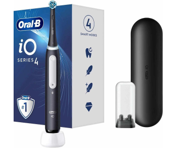 Oral-B iO Series 4 Matt Black elektrický zubní kartáček, magnetický, časovač, tlakový senzor, mobilní aplikace, černý