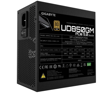 GIGABYTE zdroj UD850GM PG5, 850W, 80+ Gold, 120mm fan, bílá