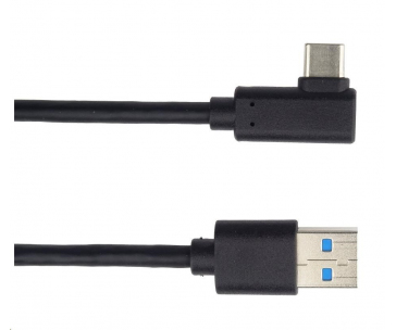 PREMIUMCORD Kabel USB typ C/M zahnutý konektor 90° - USB 3.0 A/M, 1m