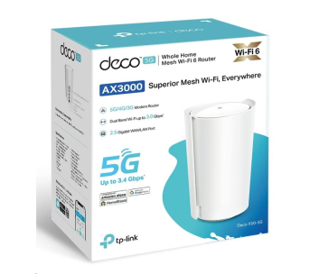 TP-Link Deco X50-5G (1-pack) WiFi6 Mesh (AX3000,2,4GHz/5GHz,1x2,5GbELAN/WAN,2xGbELAN/WAN,4G LTE,5G,+1xnanoSIM)