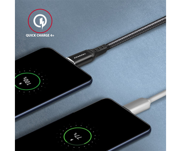 AXAGON BUCM-CM30AB, HQ kabel USB-C <-> USB-C, 3m, USB 2.0, PD 60W 3A, ALU, oplet, černý