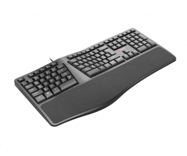 C-TECH Klávesnice KB-113E USB, ERGO,  černá, CZ/SK