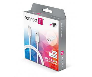 CONNECT IT Wirez USB-C (Type C) -> USB-A, USB 3.1 Gen 1, bílá, 2 m