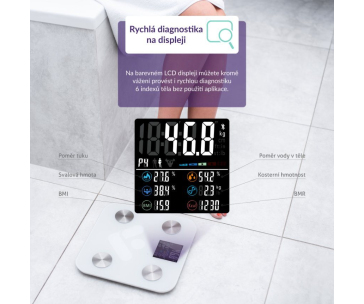 BAZAR - TrueLife FitScale W7 BT - Bioelektrická impedanční bluetooth váha - bílá - Rozbaleno (Komplet)