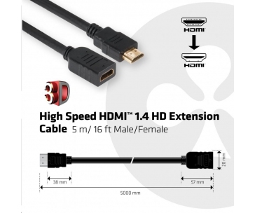 Club3D Kabel prodlužovací HDMI 1.4, 5m