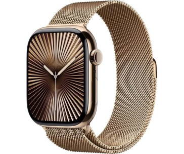 Apple Watch Series 10 GPS + Cellular 42mm Gold Titanium Case with Gold Milanese Loop