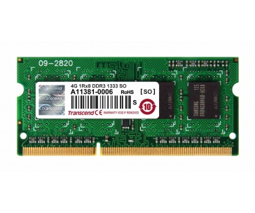 TRANSCEND SODIMM DDR3 4GB 1333MHz 1Rx8 CL9