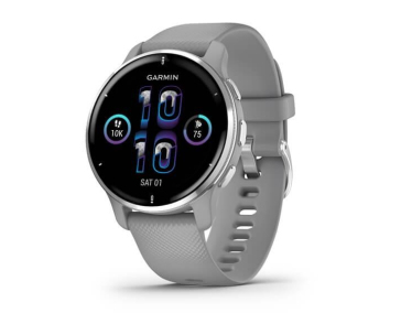 BAZAR - Garmin Venu 2 Plus, nerezová luneta Silver, pouzdro Gray, silikonový řemínek, EU - Po opravě (Bez příšlušenství)