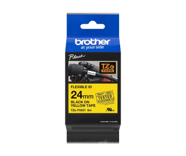 BROTHER TZEFX651 - kazeta TZ šířky 24mm, flexibilní lamino páskou TZE-FX651, žlutá/černé písmo