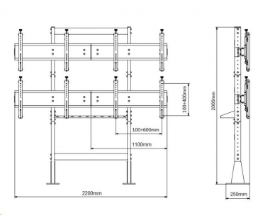 EDBAK VWS2257L - televizní stěna 2x2 Tv do 57"