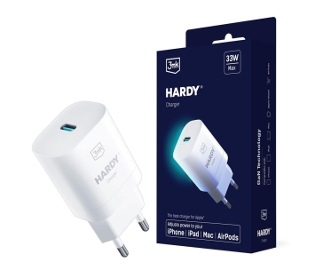 3mk síťová nabíječka - HARDY Charger 33W, GaN 1x USB-C (PD) pro Apple, bílá