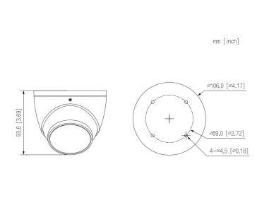 Dahua IPC-HDW3541EM-S-0600B-S2, IP kamera, 5Mpx, Eyeball, 1/2.7" CMOS, objektiv 6 mm, IR<50, IP67