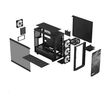 FRACTAL DESIGN skříň Meshify 2 Lite RGB Black TG Light Tint, 2x USB 3.0, bez zdroje, E-ATX