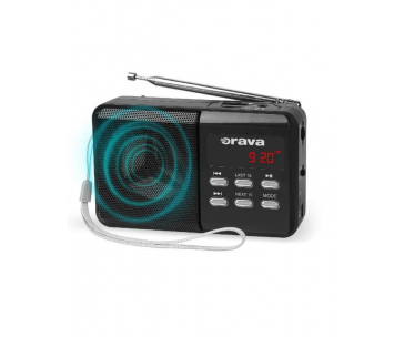 Orava RP-140 B přenosný rádiopřijímač, micro SD, USB vstup, výstup na sluchátka, displej, FM rádio, anténa, černá