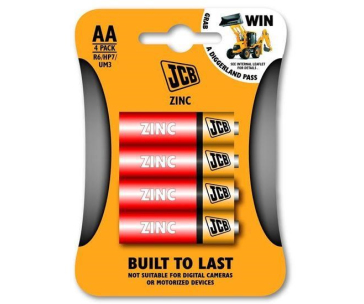 JCB zinko-chloridová baterie R06, blistr 4 ks