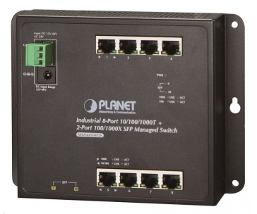 Planet WGS-4215-8T2S switch, správa Web/SNMP, DIN,IP30, -40~75°C, dual DC, fanless