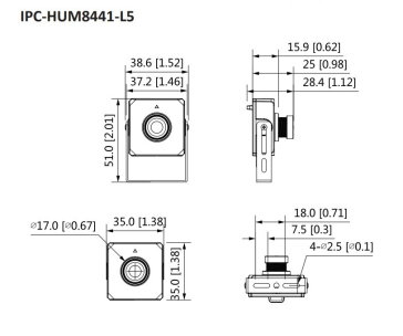 Dahua KIT/IPC-HUM8441-E1-L5-0280B, IP kamera, Pinhole, 4Mpx, 1/2.7" CMOS, objektiv 2,8 mm, PoE