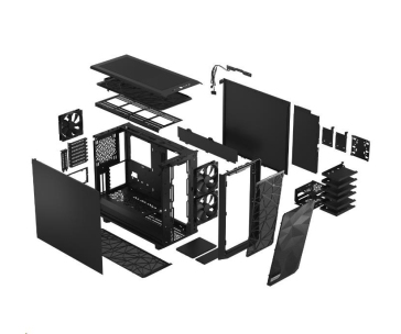 FRACTAL DESIGN skříň Meshify 2 Black Solid, USB 3.1 Type-C, 2x USB 3.0, bez zdroje, E-ATX