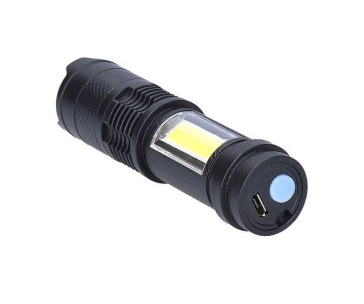 Solight LED nabíjecí kapesní svítilna se zoomem, 100lm + 70lm, Li-Ion, USB, černá