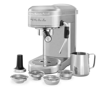 KitchenAid Artisan 5KES6503ESX kávovar pákové espresso, 1470 W, 15 bar, parní tryska, doubleshot, stříbrná