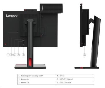 LENOVO LCD TIO 24 Gen5 - 23.8",IPS,mat,16:9,1920x1080 touch,178/178,4/6,250cd/m2,1000:1,DP,USB,VESA,Pivot,repro,cam