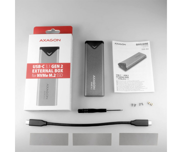 Bazar - AXAGON EEM2-UG2, USB-C 3.2 Gen 2 - M.2 NVMe SSD kovový box, délka 42 až 80 mm, z opravy