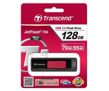 TRANSCEND Flash Disk 128GB JetFlash®760, USB 3.0 (R:85/W:34 MB/s) černá/červená