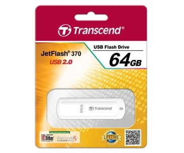 TRANSCEND Flash Disk 64GB JetFlash®370, USB 2.0 (R:16/W:6 MB/s) bílá